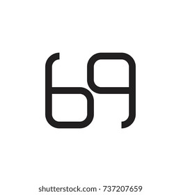 Number 69 or GG letter logo design vector