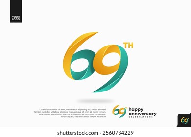 Number 69 logo icon design, 69th birthday logo number, anniversary 69