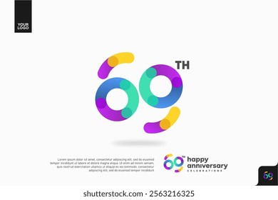 Number 69 logo icon design, 69th birthday logo number, anniversary 69