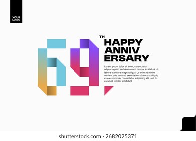 Nummer 69 Logo Icon Design, 69. Geburtstag Logo Nummer, Jubiläum 69