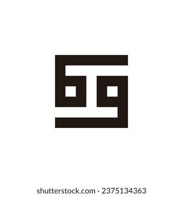 Number 69 square, unique geometric symbol simple logo vector