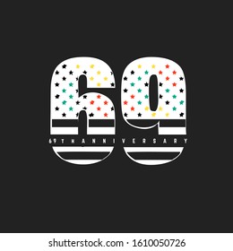Number 69 vector font alphabet colorful map design symbol logo