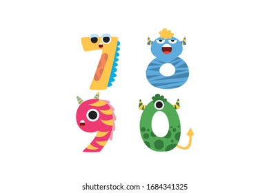 Number 7 8 9 0  Vector Illustration Object