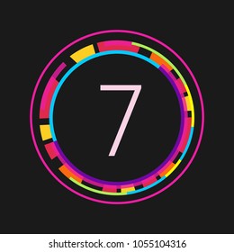 Number 7, abstract bright vector design element
