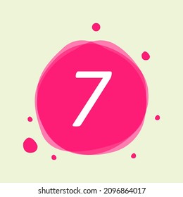 number 7 in abstract fluid pink background vector design.