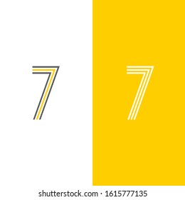 Number 7 abstract letter creative line design vector with color background