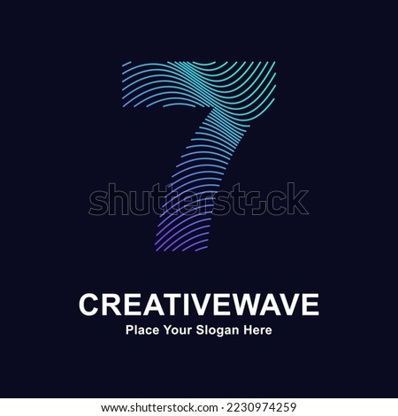 Number 7 abstract line creative wave logo vector design. Suitable for business, technology, line logotype, abstract wave and nature 