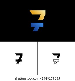 Number 7 alphabet tech font, typography for your designs logo or brand name, including a set three of different icons, vector illustration 10EPS