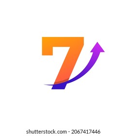 Number 7 Arrow Up Logo Symbol. Good for Company, Travel, Start up, Logistic and Graph Logos