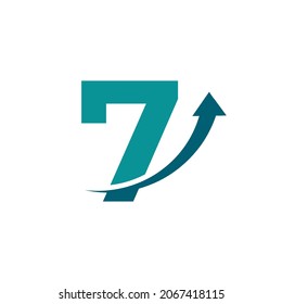 Number 7 Arrow Up Logo Symbol. Good for Company, Travel, Start up, Logistic and Graph Logos