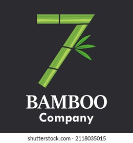 Nummer 7 mit Bambus-Design-Logo-Vorlage