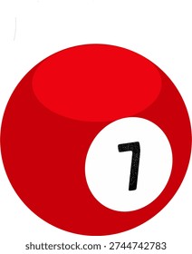 Number 7 Billiard Ball Vector Illustration Isolated on White Background