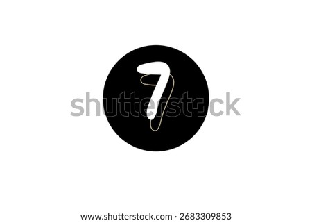 number 7 in a black circle on a white background. A creative and high-quality illustration featuring numbers in an abstract and modern style. Ideal for use in educational materials