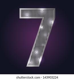 Number 7 blink blink vector on dark background