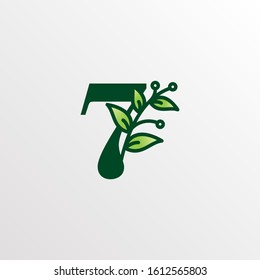 Number 7 Botanical Logo Design