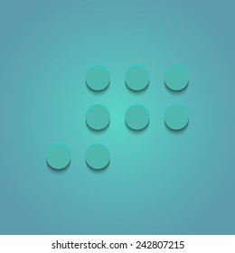 Number 7 in Braille on a turquoise background