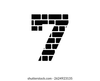number 7 brick wall symbol icon design vector isolated transparent background