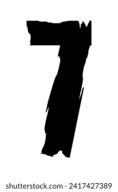 Number 7 in brush stroke style for design or discounts. Vector illustration isolated on white background.
