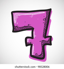 number 7 from candy alphabet. vector illustration