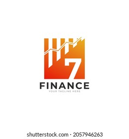 Number 7 Chart Bar Finance Logo Design Inspiration