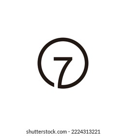 7 Kreis, abgerundetes geometrisches Symbol, einfacher Logo, Vektorgrafik
