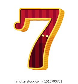 Number 7 in circus style. Vector illustration on a white background.