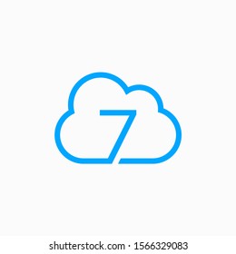 number 7 with Cloud concept - vector