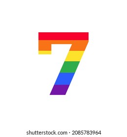 Number 7 Colored in Rainbow Color Logo Design Inspiration for LGBT Concept