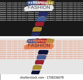 El número 7 está formado por diferentes colores y "moda" y "alta prensa", con 4 estrellas en su fondo con letras. en dos colores para la impresión de camisetas para niños