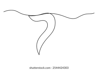 Number 7 continuous one line drawing of number 7. editable One line drawing of number 7 icon. Vector illustration