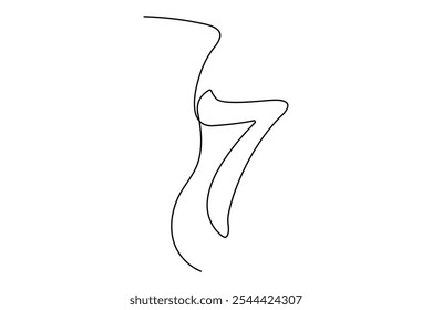 Number 7 continuous one line drawing of number 7. editable One line drawing of number 7 icon. Vector illustration