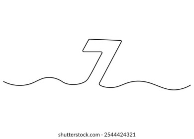 Number 7 continuous one line drawing of number 7. editable One line drawing of number 7 icon. Vector illustration