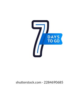 Number 7, countdown left day, the counter of days the start of the event, seven days to go sale price offer promo deal timer.
