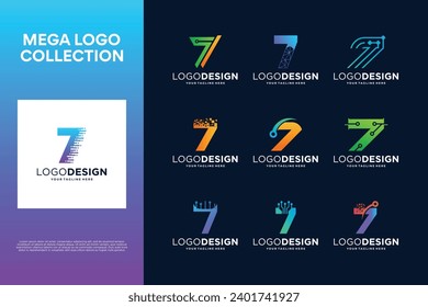 Colección de diseño de logotipo creativo número 7. Símbolo abstracto de la tecnología digital