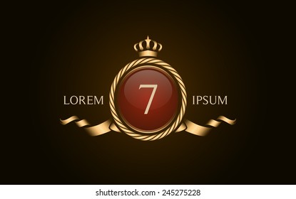Number 7 crest logo. Vector logotype design.