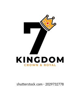 Number 7 with Crown Logo Branding Identity Logo Design Template