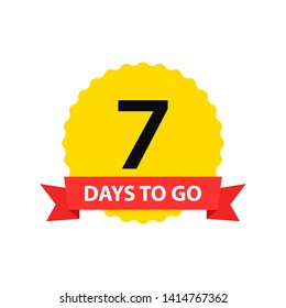 Number 7 of days to go. Collection badges sale, landing page, banner.Vector illustration.