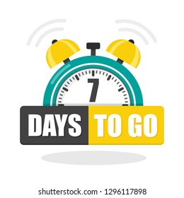 Number of 7 days to go flat icon. Vector stock flat illustration