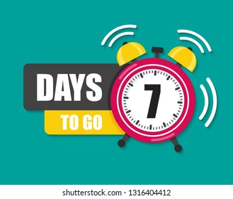 Number of 7 days to go flat icon. Vector stock flat illustration