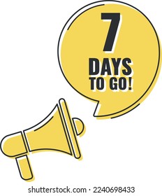 Number 7 of days left to go. Badge with, sale, landing page, banner.