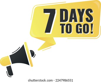 Number 7 of days left to go. Badge with, sale, landing page, banner.