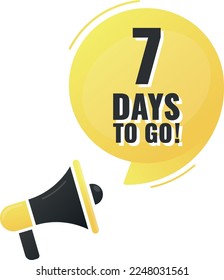 Number 7 of days left to go. Badge with, sale, landing page, banner.