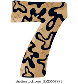 number 7 design for new year with animal design namely with detailed skin spots of common yellow boa, vector