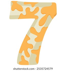 number 7 design for new year with animal design namely white python with yellow spots, vector