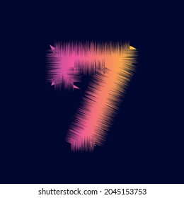 Number 7 Digital Design. Number 7 Typography Creative Concept. Vector İllustration