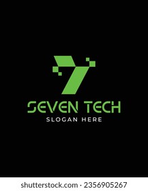 Number 7 Digital Pixel Logo Design | Usable for Business and Technology Logos