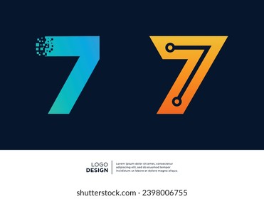 Colección de diseño del logotipo de tecnología digital número 7.