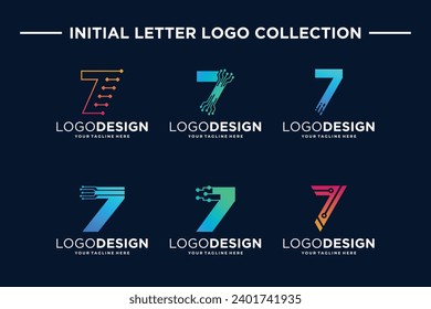 Colección de diseño del logotipo de tecnología digital número 7.