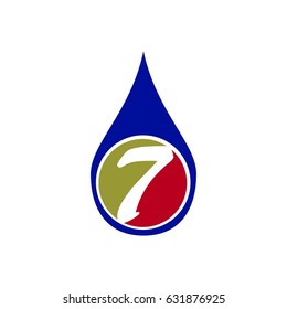 number 7 drop water logo vector