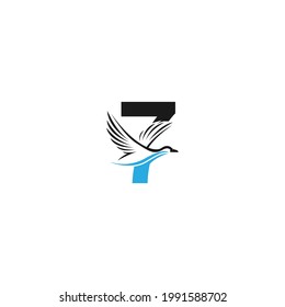 Número 7 con icono del pato icono de diseño ilustración vector